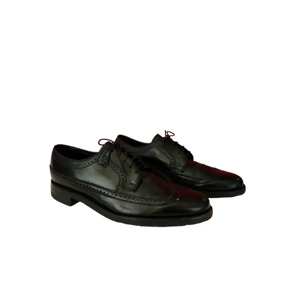 FLORSHEIM MEN'S BLACK LEATHER WINGTIP OXFORD SHOES SIZE 10 b 20804